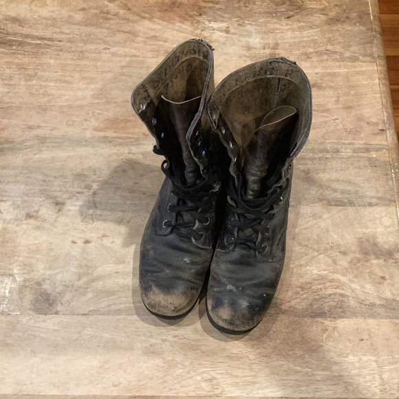 Rustic Leather Combat Boots - Picture 2 of 6